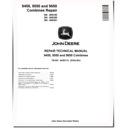9450 (SN. from 695100), 9550 (SN. from 695200) and 9650 (SN. from 695300) Combines Repair Manual (TM1801)