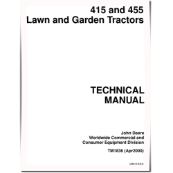 415 and 455 Lawn and Garden Tractors Technical Manual (TM1836)