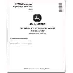 27ZTS Compact Excavators (Metric) Operation and Test Manual (TM1838)