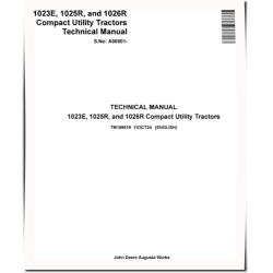 1023E, 1025R and 1026R (SN from A00001) Compact Utility Tractors Technical Manual (TM188519)
