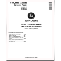 9450 (SN. from 695101), 9550 (SN. from 695201) and 9650 (SN. from 695301) Combines Repair Manual (TM2001)