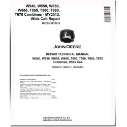 T550, T560, T660, T670, W540, W550, W650 and W660 (MY2012-2013) Combines Repair Manual (TM404219)