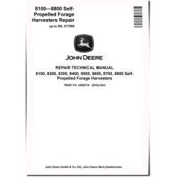 8100, 8200, 8300, 8400, 8500, 8600, 8700 and 8800 Self-Propelled Forage Harvesters (SN: 516000-618999) Repair Manual (TM407119)