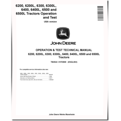 6200, 6200L, 6300, 6300L, 6400, 6400L, 6500 and 6500L Tractors (North America) Operation and Test Manual (TM4524)