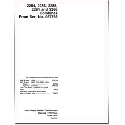 2254, 2256, 2258, 2264 and 2266 Combines (Europe) Technical Manual (TM4594)