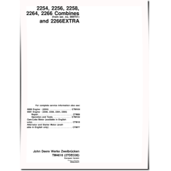 2254, 2256, 2258, 2264, 2266 and 2266 EXTRA Combines (Europe) Technical Manual (TM4616)