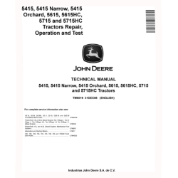 5415, 5415 Narrow, 5415 Orchard, 5615, 5615HC, 5715 and 5715HC Tractors Technical Manual (TM6019)