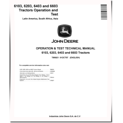 6103, 6203, 6403 and 6603 Tractors (Latin America, South Africa, Asia) Operation and Test Manual (TM6021)