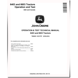 6403 and 6603 Tractors (North America) Operation and Test Manual (TM6025)