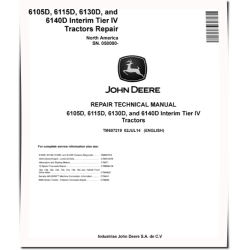 6105D, 6115D, 6130D and 6140D iT4 Tractors (North America, SN. from 050000) Repair Manual (TM607219)
