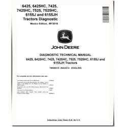 6155J, 6155JH, 6425, 6425HC, 7425, 7425HC, 7525 and 7525HC Tractors (Mexica, up to MY15) Operation and Test Manual (TM608319)
