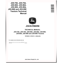 JD5-750, JD5-754, JD5-800, JD5-804, JD5-850, JD5-854, JD5-900 and JD5-950 China Tractors Technical Manual (TM700519)