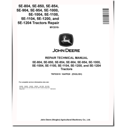 5E-1000, 5E-1004, 5E-1100, 5E-1104, 5E-1200, 5E-1204, 5E-804, 5E-850, 5E-854, 5E-904 and 5E-954 China Tractors (from MY18) Repair Manual (TM703919)