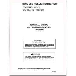 TimberJack 850 and 950 Feller Bunchers Technical Manual (TMF292296)
