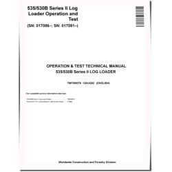 535 and TimberJack 530B Knuckleboom Trailer Mount Log Loaders Operation and Test Manual (TMF389376)