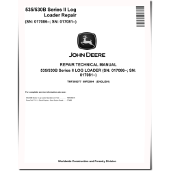 535 (SN: 017086-) and TimberJack 530B (SN: 017081-) Knuckleboom Trailer Mount Log Loaders Repair Manual (TMF389377)