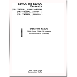 E210LC (SN:C400021-400200), E230LC (SN. from C400201,D400202) Gen A Crawler Excavators Operators Manual (WY21781)