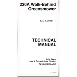 220A (SN: 030001-) Walk-Behind Greens Mowers Technical Manual (tm1680)