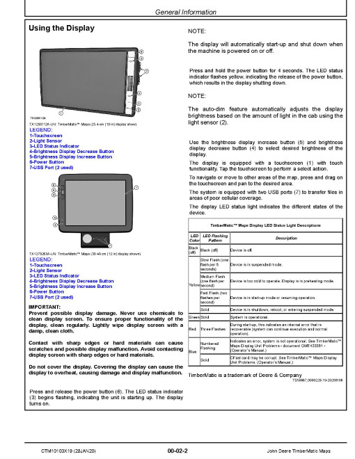 John Deere TimberMatic Maps Navigation System Component Technical Manual (CTM10103X19)