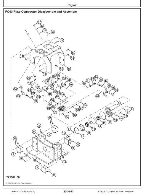 John Deere PC16, PC23 and PC40 Plate Compactors Component Technical Manual (CTM10121X019) John Deere PC16, PC23 and PC40 Plate Compactors Component Technical Manual (CTM10121X019)