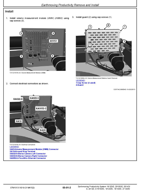 John Deere Earthmoving Productivity System for 1612D/E, 2010D/E, 2014D/E, 2412D/E, 1510D/C, 1812D/C, 1814D/C, 2112D/C Scrapers Component Technical Manual (CTM10131X019)