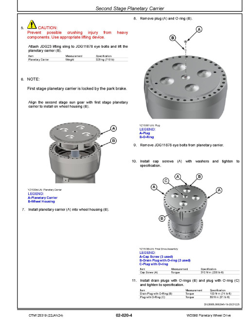John Deere WD098 Panetary Wheel Drives Technical Manual (CTM125319)