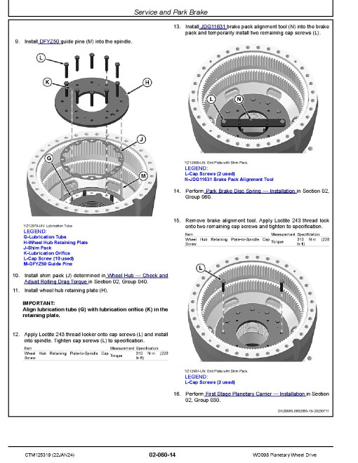 John Deere WD098 Panetary Wheel Drives Technical Manual (CTM125319)