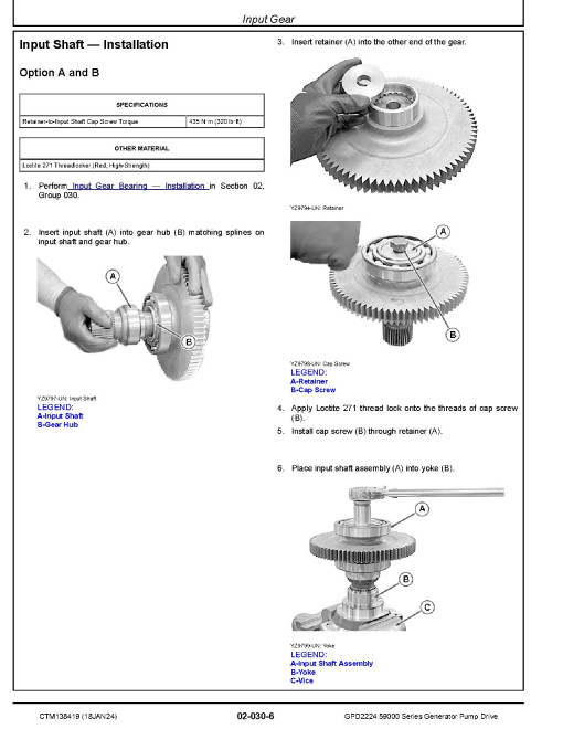 John Deere 59000 Series GPD2224 Generator Pump Drives Component Technical Manual (CTM138419)