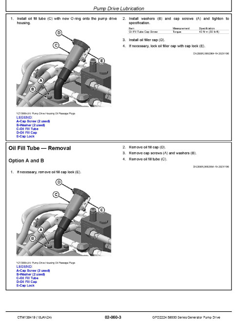 John Deere 59000 Series GPD2224 Generator Pump Drives Component Technical Manual (CTM138419)