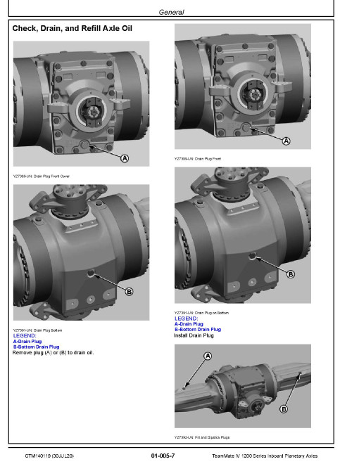 John Deere TeamMate™ IV 1200 Series Inboard Planetary Axles Component Technical Manual (CTM140119)