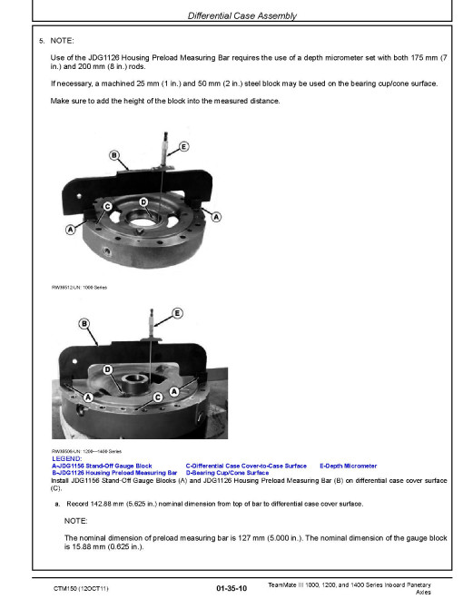 John Deere TeamMate III 1000, 1200 and 1400 Series Inboard Panetary Axles Component Technical Manual (CTM150)