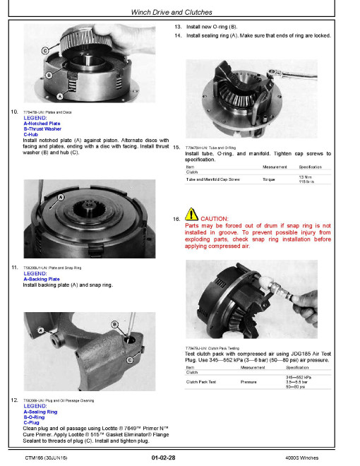 John Deere 4000S Winches Component Technical Manual (CTM166)