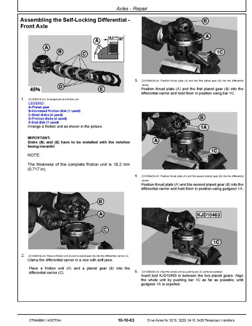 John Deere Drive Axles for 3215, 3220, 3415 and 3420 Telescopic Handlers Component Technical Manual (CTM4999) John Deere Drive Axles for 3215, 3220, 3415 and 3420 Telescopic Handlers Component Technical Manual (CTM4999)
