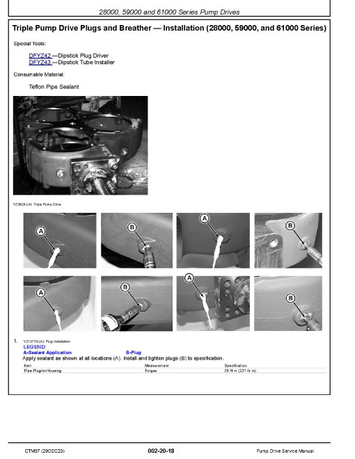 John Deere 28000, 56000, 57000, 59000 and 61000 Series Pump Drives Technical Manual (CTM57)