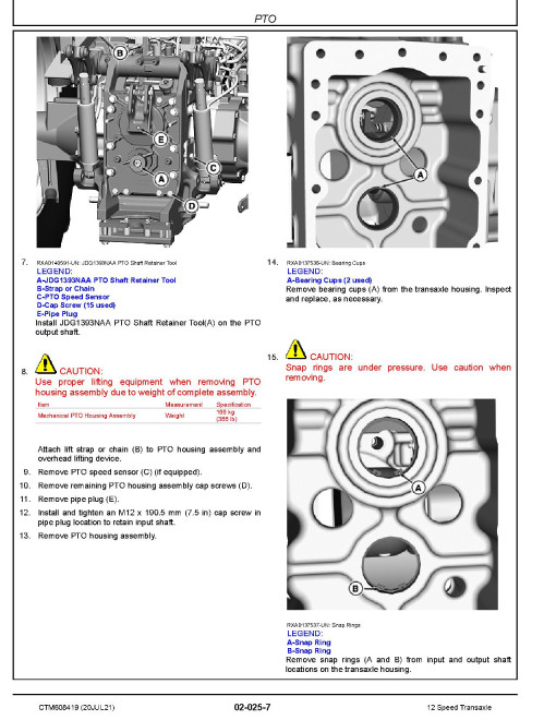 John Deere 12 Speed Transaxles Component Technical Manual (CTM608419)
