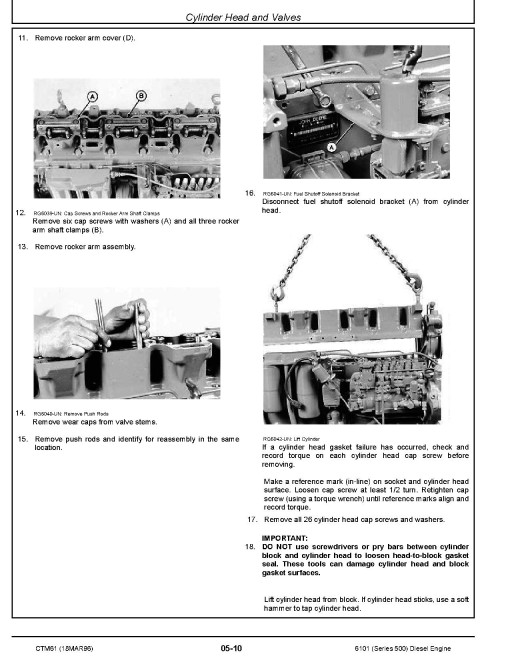 John Deere 6101 10.1L (Series 500) Diesel Engines (SN. from 500000) Engine Technical Manual (CTM61) John Deere 6101 10.1L (Series 500) Diesel Engines (SN. from 500000) Engine Technical Manual (CTM61)