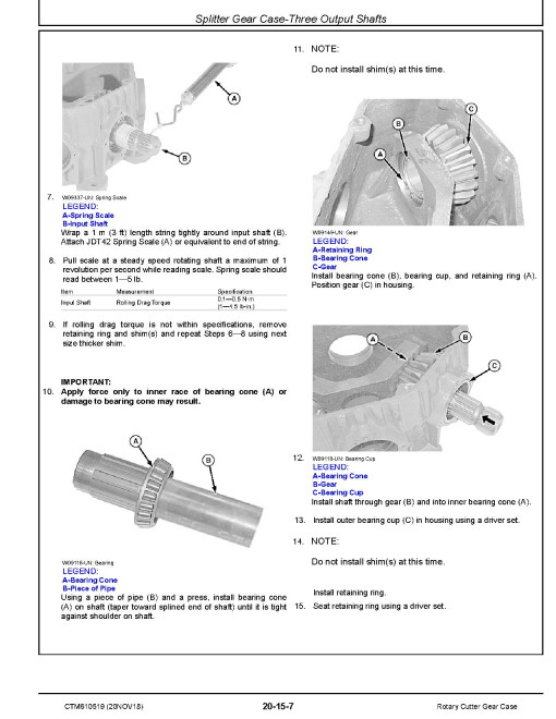 John Deere Rotary Cutter Gear Cases Component Technical Manual (CTM610519)