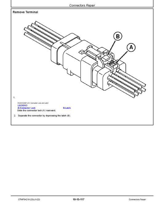 John Deere Connectors Repair Component Technical Manual (CTM704219)