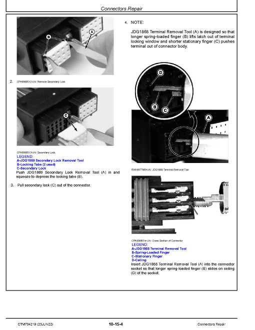 John Deere Connectors Repair Component Technical Manual (CTM704219)