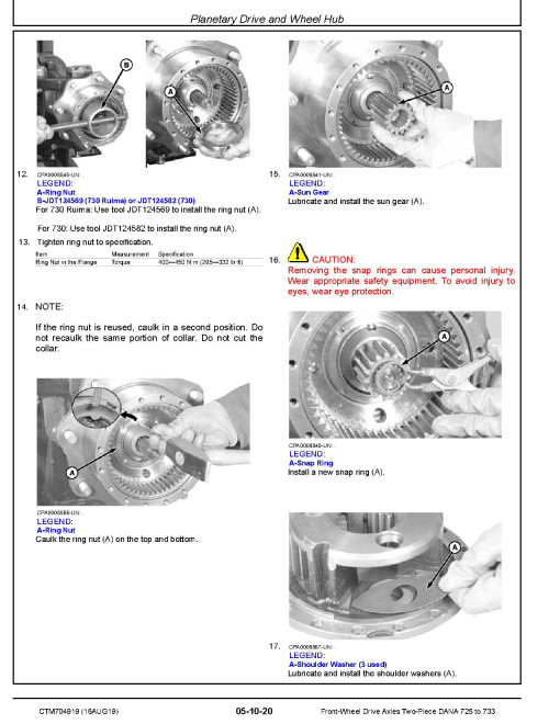 DANA 725, 730 and 733 Two-Piece Front Wheel Drive Axles Component Technical Manual (CTM704919)