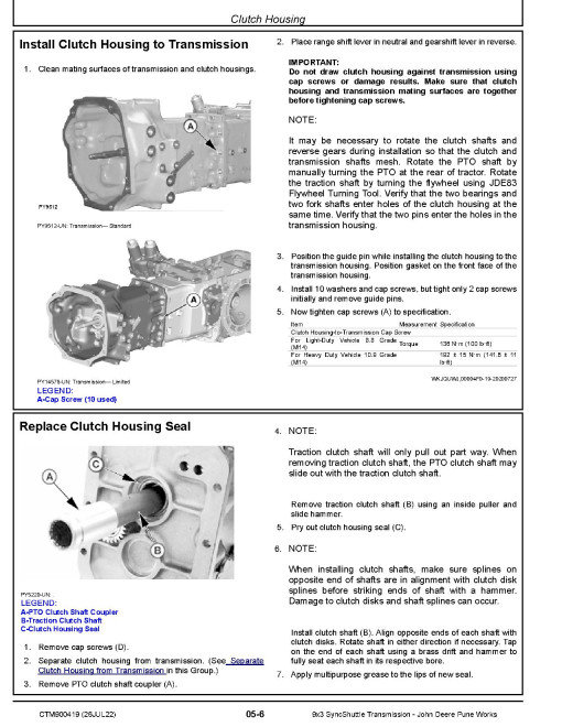 John Deere 9x3 SyncShuttle™ Transmissions Component Technical Manual (CTM900419)