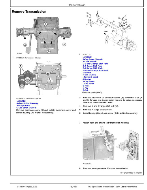 John Deere 9x3 SyncShuttle™ Transmissions Component Technical Manual (CTM900419)