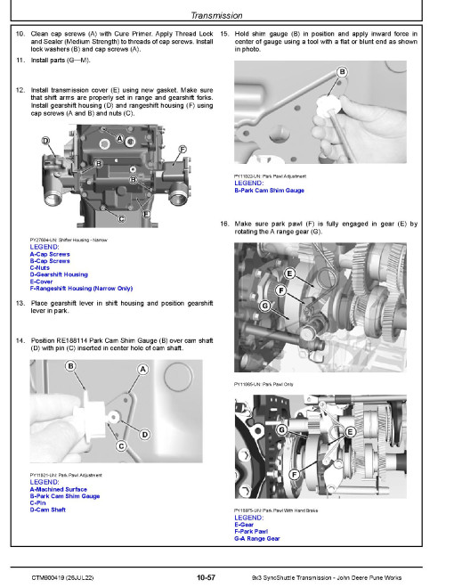 John Deere 9x3 SyncShuttle™ Transmissions Component Technical Manual (CTM900419)
