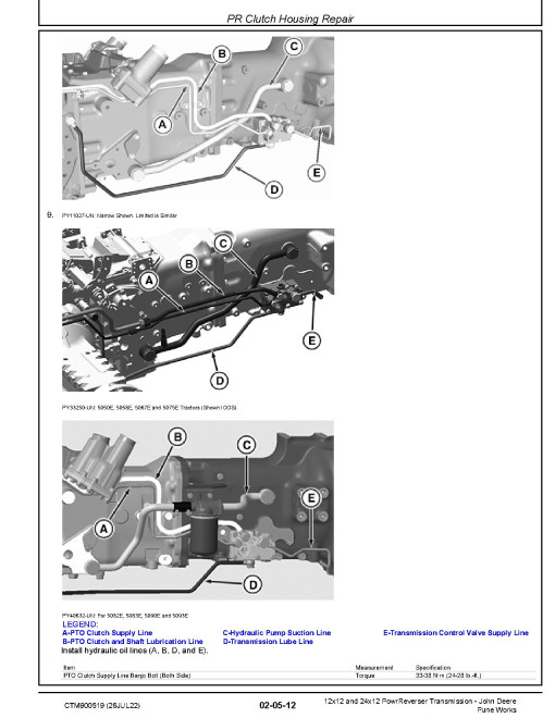 John Deere PowrReverser™ 12x12 and 24x12 Transmissions Component Technical Manual (CTM900519)