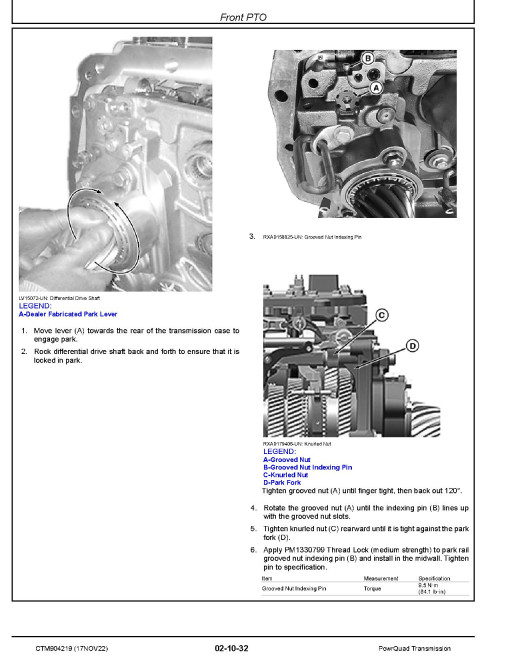John Deere PowrQuad Transmissions Component Technical Manual (CTM904219)