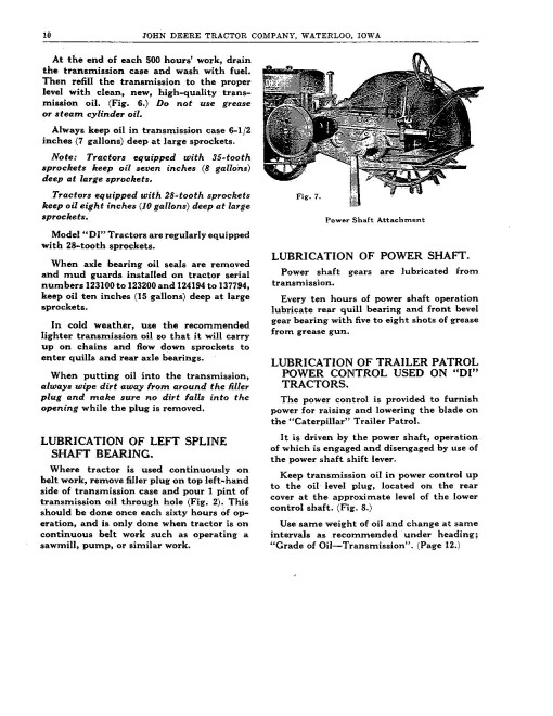 John Deere D Tractors and DI Industrial Tractors (North America) Operators Manual (DIR225)