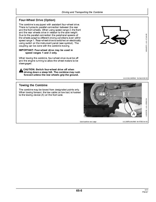 John Deere W330 Combines (SN: from 700949) (Europe) Operators Manual (OM5SR15405)