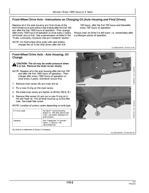 John Deere 6105M, 6115M, 6125M, 6130M and 6140M Tractors (from MY2016, Europe, Export) Operators Manual (OMAL213150)