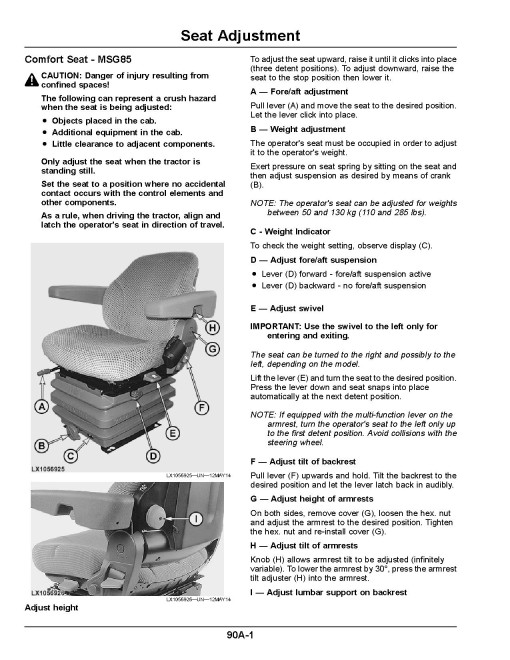 John Deere 6095MC, 6095RC, 6105MC, 6105RC, 6115MC, 6115RC Tractors (MY2018-2019, Export w.EU config.) Operators Manual (OMAL226307)