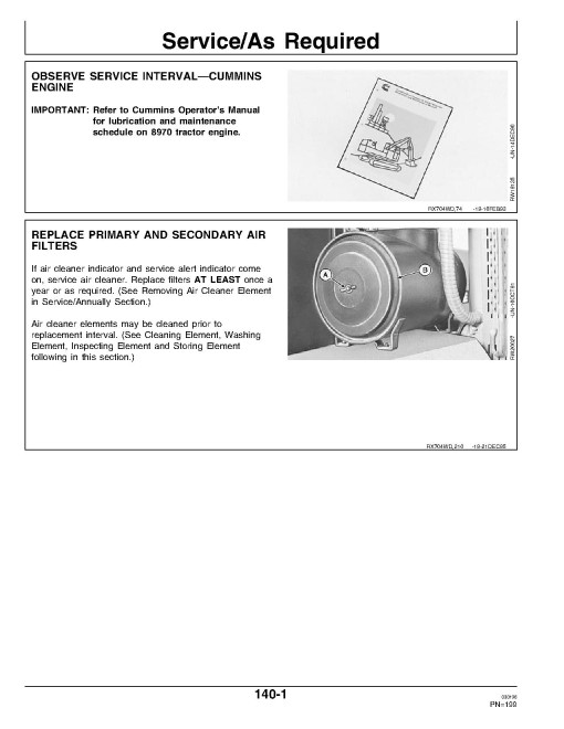John Deere 8570, 8770, 8870 and 8970 4WD Articulated Tractors (North America) Operators Manual (OMAR112116)